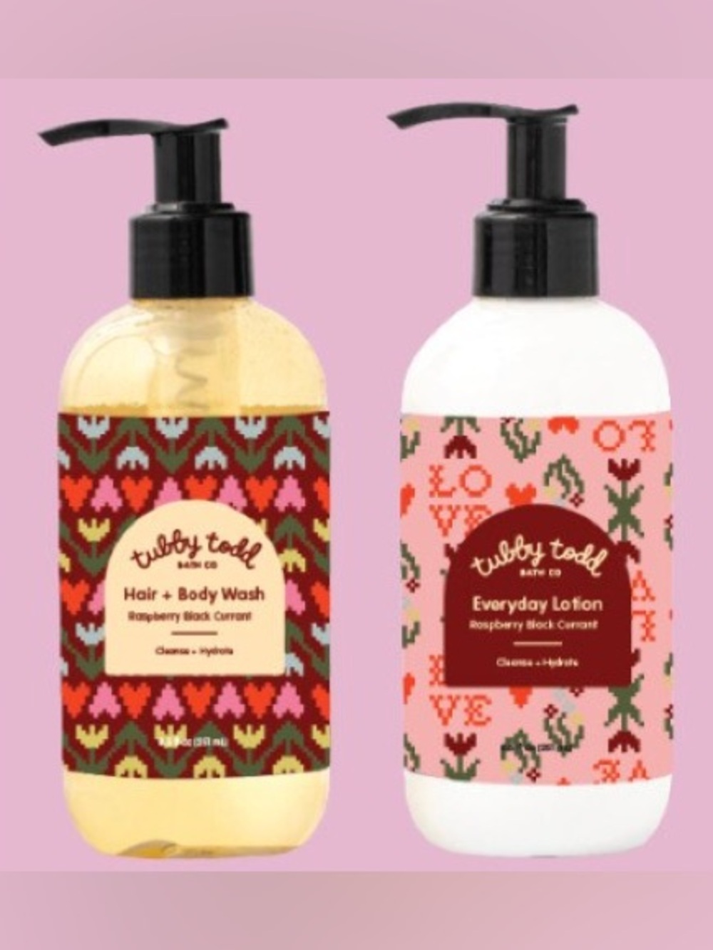 Tubby Todd Raspberry Black Currant Hair + Body Wash & Lotion- Yellow